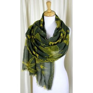 PAPILLON KHAKI GREEN MUSTARD YELLOW SAFARI SARONG COVER UP SCARF WRAP 44"x71"